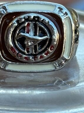 💗💗💗Stamped 925 untested size 10 Ring with Bird Emblem and Brown/White Enamel